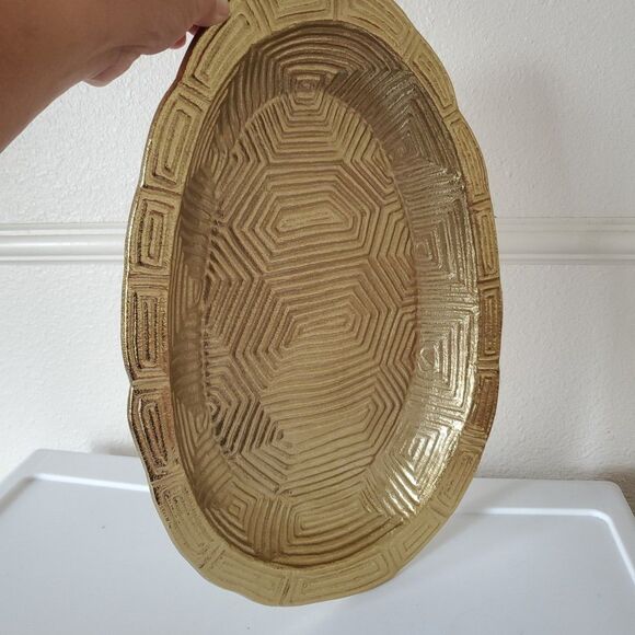 Gold Tone Metal Decorative Home Decor Wall Hanging Art Oval Platter Threshold - Picture 9 of 16